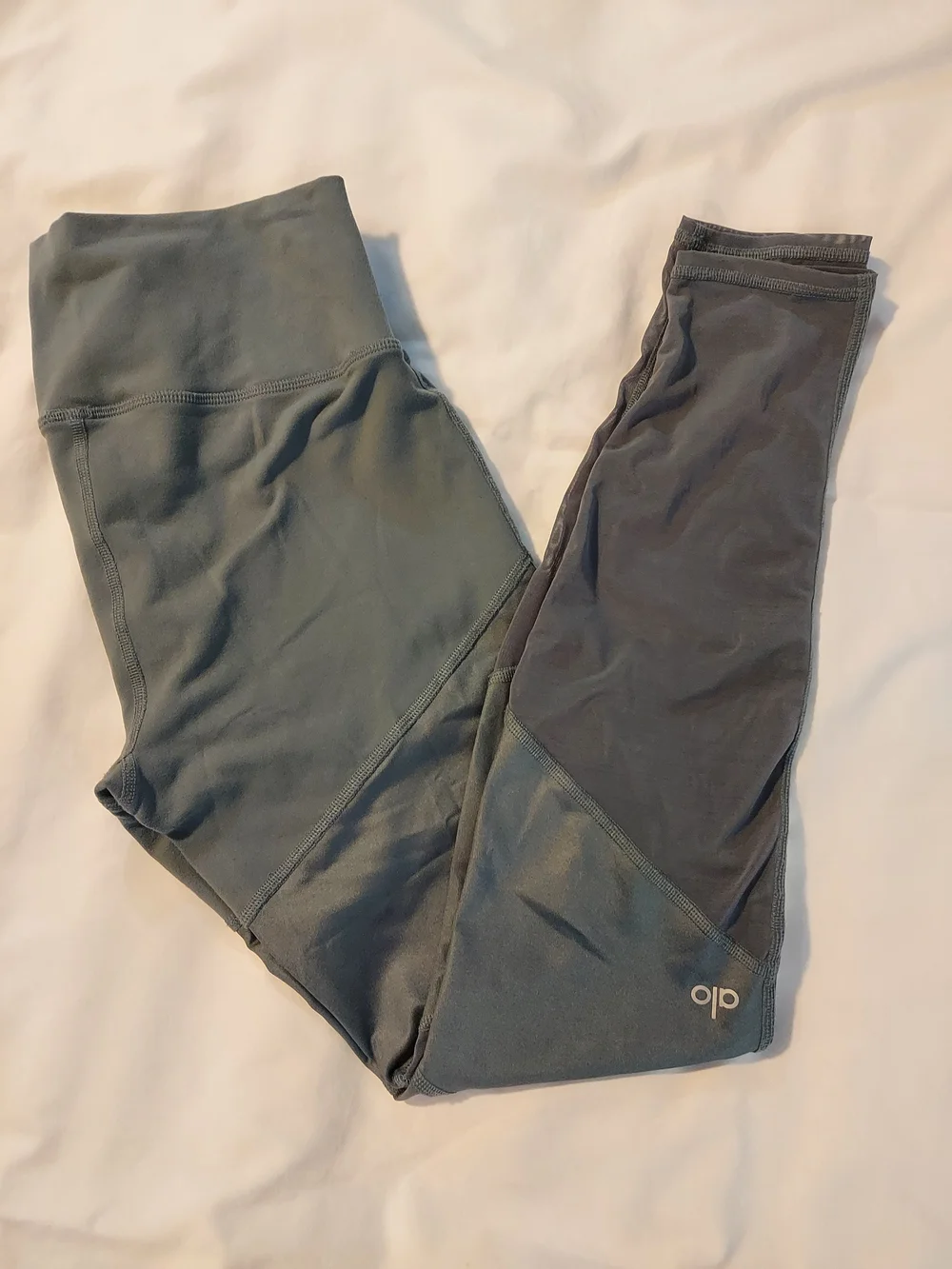 Alo Yoga Slate Gray Sheila Mesh Moto Panel High Waist Leggings Size L